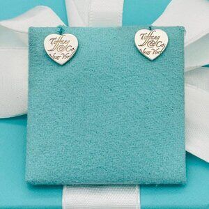 Tiffany & Co. Silver Heart Love Notes Stud Earrings